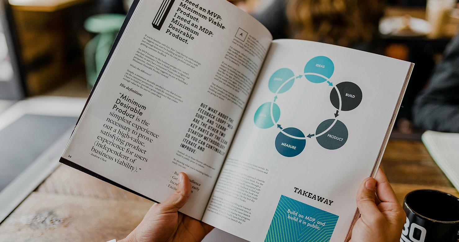 Open magazine outlining the Minimum Desired Product flow